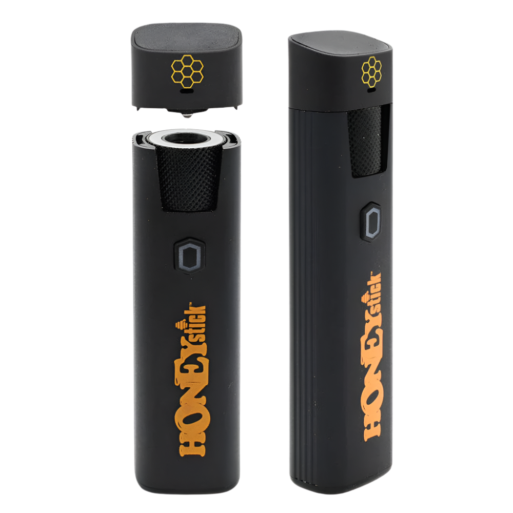 The Honeystick Pocket Plasma shown with its cap removed, exposing the cartridge chamber.