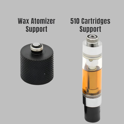 A side-by-side comparison showing the Honeystick Pocket Plasma’s support for both wax atomizers and 510 cartridges.